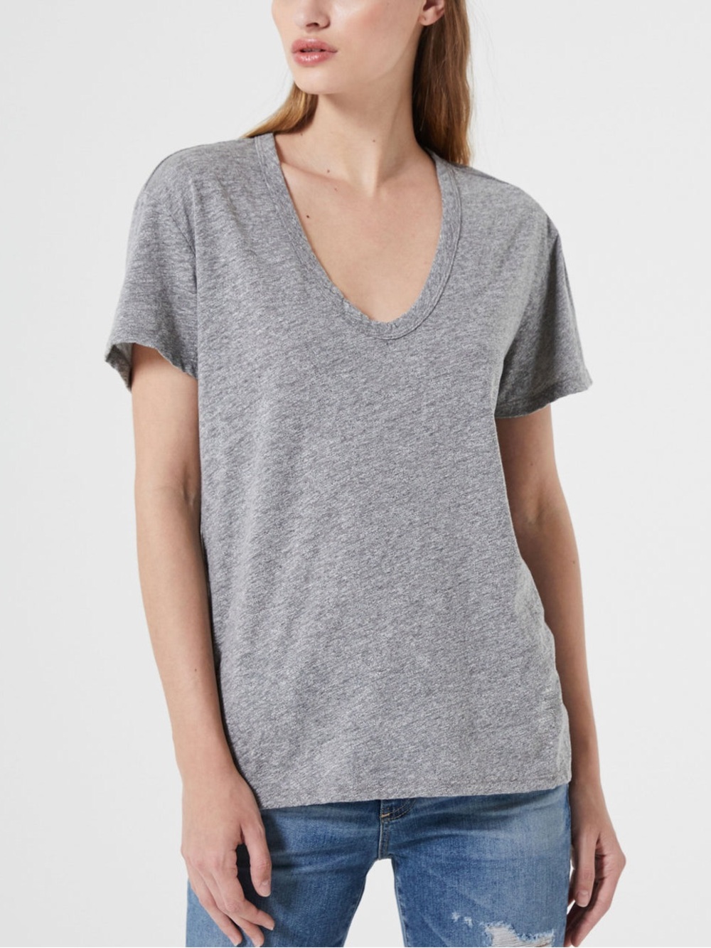 Ag Adriano Goldschmied Heather Gray V-Neck Short Sleeve Tee